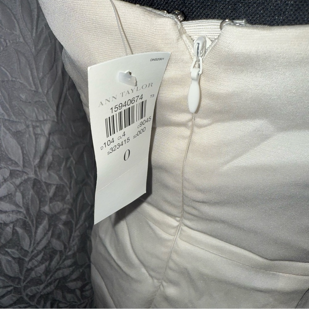 Ann Taylor ivory white and silver straps size 0 NWT bridal prom wedding dress - Picture 14 of 16